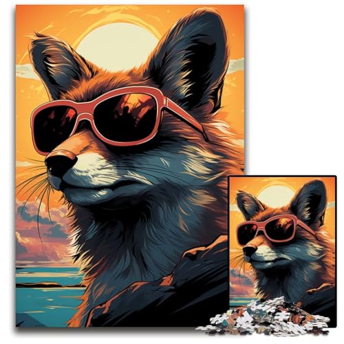 Fox Boss trägt Sonnenbrille 1000teiliges Puzzle für Erwachsene Puzzles Geburtstagsgeschenkidee anspruchsvolles Denkspiel 1000 Teile (75 x 50 cm) von ouynngjing