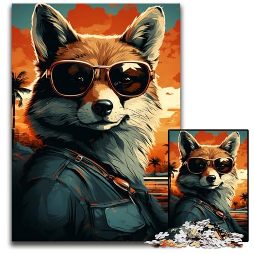 Fox Boss trägt Sonnenbrille 1000teiliges Puzzle für Erwachsene unmögliches Puzzle für Erwachsene ideales DIYDekor und DenksportGeschenk 1000 Teile (75 x 50 cm) von ouynngjing