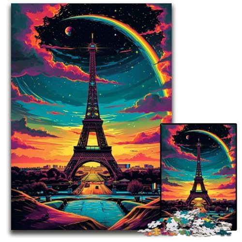 Frankreich Eiffelturm 1000teiliges Puzzle für Erwachsene Holzpuzzle Weihnachten Halloween Ostern Neujahr 1000 Teile (75 x 50 cm) von ouynngjing