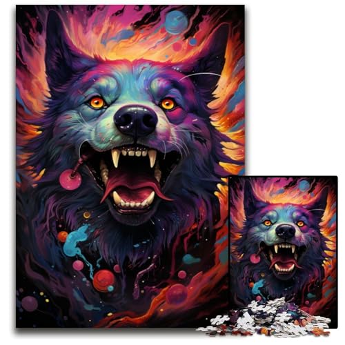 Future Colorful Psychedelic Dog 1000teiliges Puzzle für Erwachsene Puzzles Geburtstagsgeschenkidee anspruchsvolles Denkspiel 1000 Teile (38 x 26 cm) von ouynngjing