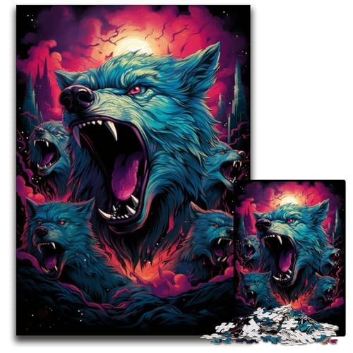 Galaxy Wolf 1000teiliges Puzzle für Erwachsene Holzpuzzle Weihnachten Halloween Ostern Neujahr 1000 Teile (75 x 50 cm) von ouynngjing