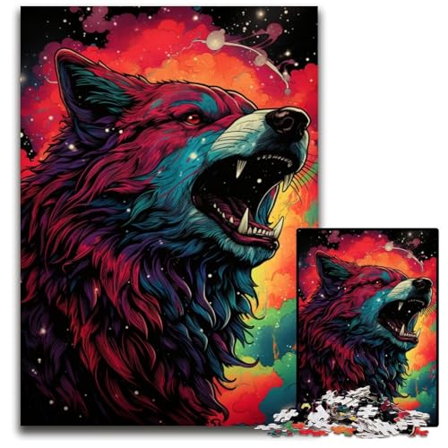 Galaxy Wolf 1000teiliges Puzzle für Erwachsene Puzzles Geburtstagsgeschenkidee anspruchsvolles Denkspiel 1000 Teile (38 x 26 cm) von ouynngjing