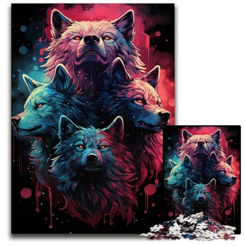 Galaxy Wolf Puzzle 1000 Teile Holzpuzzles Weihnachten Halloween Ostern Neujahr 1000 PCS (75x50cm) von ouynngjing