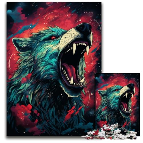 Galaxy Wolf Puzzle 1000 Teile für Erwachsene Puzzles für Erwachsene perfekt für Teenager Familienzusammenhalt Denksportaufgabe & DIYHeimdekorGeschenk 1000 PCS (75 x 50 cm) von ouynngjing