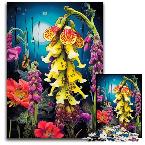 Gelbes buntes psychedelisches Rassel-Puzzle für Erwachsene 1000 Teile unmögliches Puzzle für Erwachsene anspruchsvolles DIY-Denkspiel für Teenager 1000 Teile (75x50cm) von ouynngjing