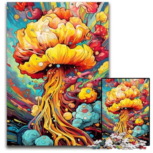 Gelbes farbenfrohes psychedelisches Rassel-Puzzle für Erwachsene 1000-teiliges Unmögliches Puzzle für Erwachsene perfekt für Familienspaß im Urlaub 1000 Teile (38x26cm) von ouynngjing