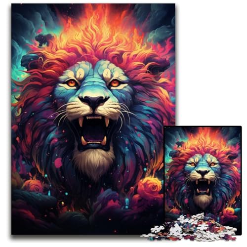 Gemälde Fantasy Magic Lion 1000-teiliges Puzzle für Erwachsene Papierpuzzle für Erwachsene anspruchsvolles Denkspiel entspannendes Spielzeug für Teenager 1000 Teile (38x26cm) von ouynngjing