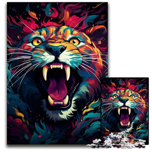 Gemälde-Kunst-Leoparden-Puzzle 1000 Teile für Erwachsene Papierpuzzle anspruchsvolles Denkspiel für Teenager Spaß am Familienspielabend 1000 Teile (38x26cm) von ouynngjing