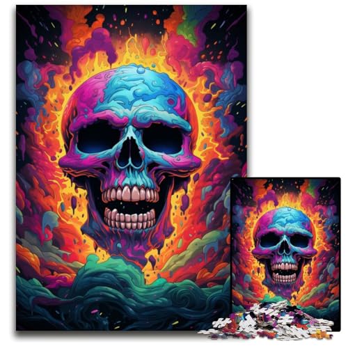 Gemälde von bunten Totenköpfen Puzzle 1000 Teile für Erwachsene Holzpuzzle anspruchsvolles Denkspiel für Teenager unterhaltsames interaktives Spiel für die ganze Familie 1000 Teile (75x50cm) von ouynngjing