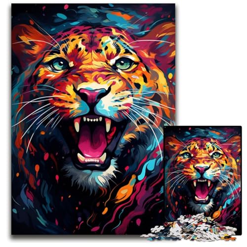 Gemäldekunst-Leopard 1000-teiliges Puzzle für Erwachsene Holzpuzzle für Erwachsene anspruchsvolles Denkspiel entspannendes Spielzeug für Teenager 1000 Teile (75x50cm) von ouynngjing