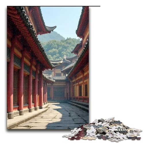 Geschnitzte Balken und bemalte Gebäude 1000-teiliges Puzzle für Erwachsene Puzzle als Geschenk geeignet für Jugendliche ab 14 Jahren 1000 Teile (75 x 50 cm) von ouynngjing