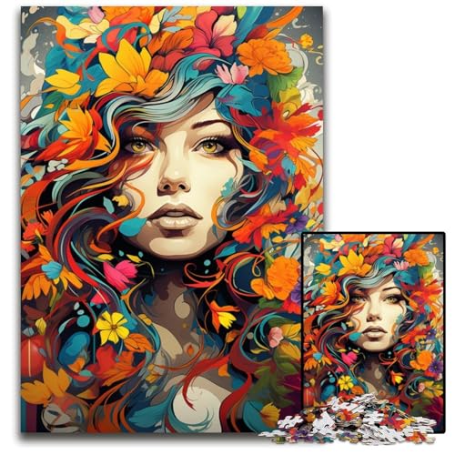 Göttin der Farbkunst 1000teiliges Puzzle für Erwachsene Holzpuzzle Weihnachten Halloween Ostern Neujahr 1000 Teile (38 x 26 cm) von ouynngjing