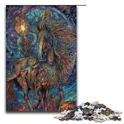 Graffiti Hengst Puzzle 1000 Teile für Erwachsene Holzpuzzle Familienspiele 1000 Teile (75 x 50 cm) von ouynngjing