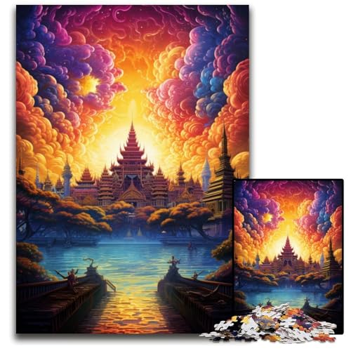 Großer Palast von Thailand Puzzle 1000 Teile Holzpuzzle Weihnachten Halloween Ostern Neujahr 1000 Teile (38 x 26 cm) von ouynngjing