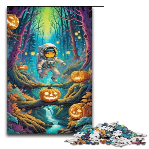 Halloween Astronauten Puzzle 1000 Teile für Erwachsene Puzzle als Geschenk geeignet für Teenager ab 14 Jahren 1000 Teile (38 x 26 cm) von ouynngjing
