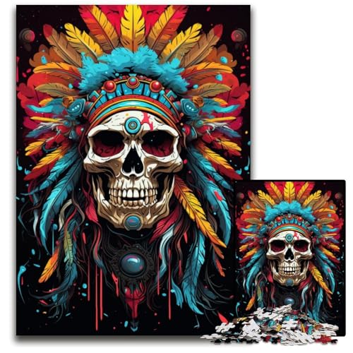 Indisches TotenkopfPuzzle 1000 Teile Holzpuzzle Weihnachten Halloween Ostern Neujahr 1000 Teile (38 x 26 cm) von ouynngjing