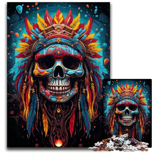 Indisches TotenkopfPuzzle 1000 Teile Holzpuzzle Weihnachten Halloween Ostern Neujahr 1000 Teile (75 x 50 cm) von ouynngjing