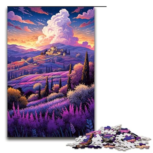 Jigsaw Puzzle „Lavendelfelder in der Provence Frankreich für Erwachsene 1000 Teile Holzpuzzle 75 x 50 cm von ouynngjing
