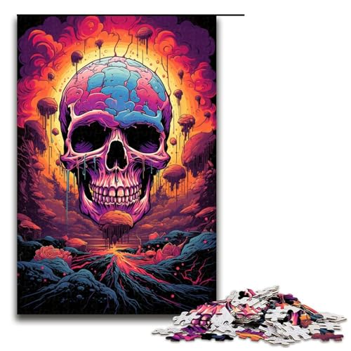 Jigsaw Puzzle 1000 Teile für Erwachsene und Kinder farbenfrohes Fantasy-Höllenschädel-Puzzle für Erwachsene Holzpuzzle 1000 Teile (75 x 50 cm) von ouynngjing