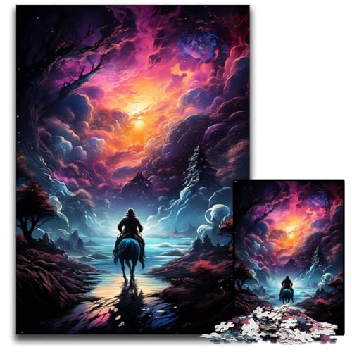 Knight on Planet 1000teiliges Puzzle für Erwachsene Holzpuzzle Weihnachten Halloween Ostern Neujahr 1000 Teile (75 x 50 cm) von ouynngjing
