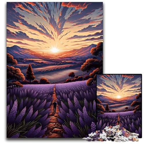 Lavendelfelder in der Provence Frankreich 1000teiliges Puzzle für Erwachsene Holzpuzzle Weihnachten Halloween Ostern Neujahr 1000 Teile (75 x 50 cm) von ouynngjing