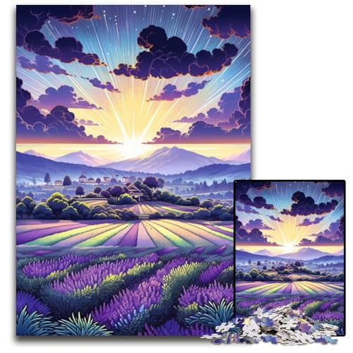 Lavendelfelder in der Provence Frankreich Puzzle 1000 Teile Holzpuzzle Weihnachten Halloween Ostern Neujahr 1000 Teile (38 x 26 cm) von ouynngjing