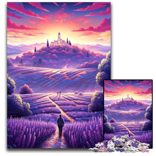 Lavendelfelder in der Provence Frankreich Puzzle für Erwachsene 1000 Teile Puzzle für Erwachsene interaktives Familienspiel DIY Heimdekoration GehirnHerausforderung Geschenk 1000 Teile (75 x 50 cm) von ouynngjing