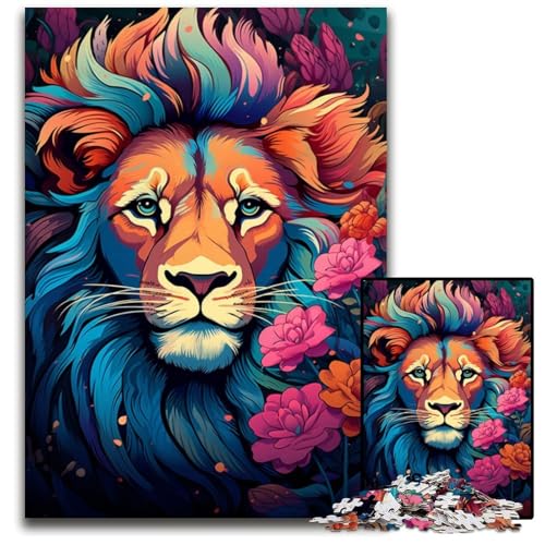 Lion's Buntes psychedelisches 1000teiliges Puzzle für Erwachsene Puzzles Geburtstagsgeschenkidee anspruchsvolles Denkspiel 1000 Teile (38 x 26 cm) von ouynngjing