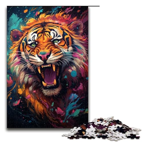 Majestätisches TigerGemälde 1000teiliges Puzzle für Erwachsene Puzzle als Geschenk geeignet für Jugendliche ab 14 Jahren 1000 Teile (75 x 50 cm) von ouynngjing