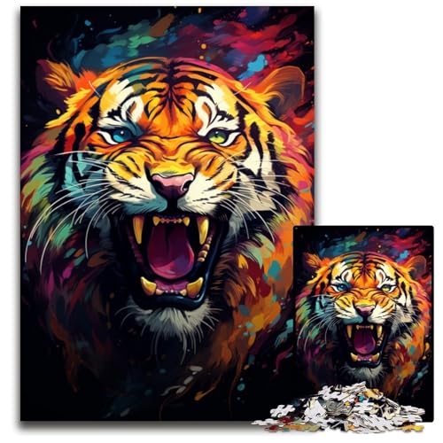 Majestätisches TigerPuzzle mit 1000 Teilen Holzpuzzle Weihnachten Halloween Ostern Neujahr 1000 Teile (75 x 50 cm) von ouynngjing