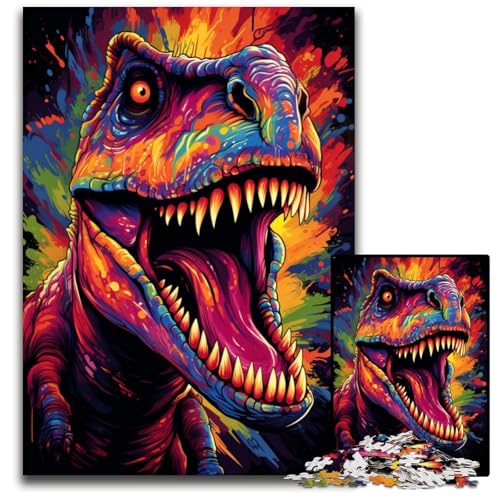 Malen Bunte Kunst Dinosaurier-Puzzle 1000 Teile für Erwachsene anspruchsvolle Puzzles Lernspielzeug für Teenager Heimbüro-Dekoration 1000 PCS (75x50cm) von ouynngjing