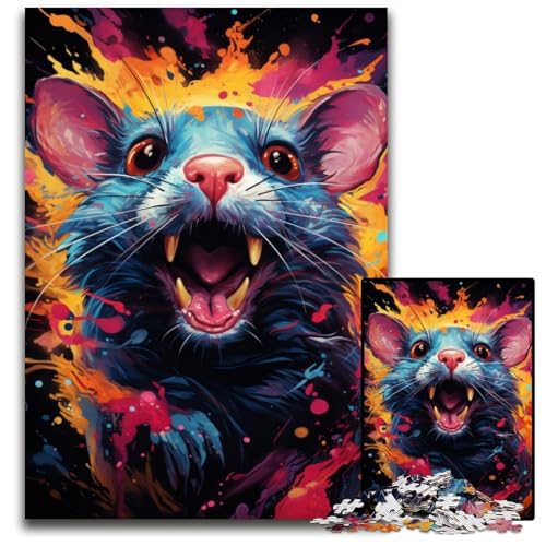 Malen Bunte Mauskunst 1000-teiliges Puzzle für Erwachsene Papierpuzzle perfekt für Halloween Weihnachten Geburtstagsgeschenk 1000 PCS (38x26cm) von ouynngjing