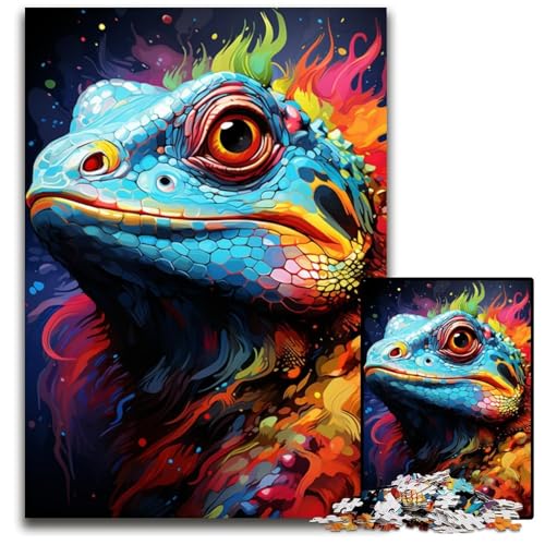 Malen Farbe Chamäleon 1000-teiliges Puzzle für Erwachsene Papierpuzzle perfekt für Halloween Weihnachten Geburtstagsgeschenk 1000 PCS (38x26cm) von ouynngjing