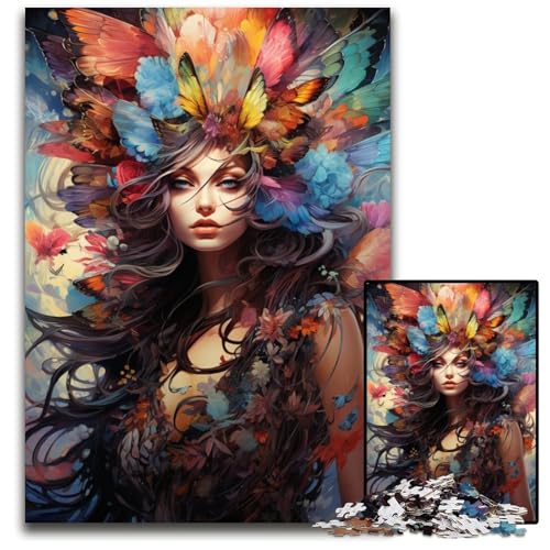 Malen Farbe Frau Puzzle 1000 Teile Holzpuzzle für Erwachsene Gehirn-Herausforderung Geschenk pädagogische Aktivität für Teenager 1000 PCS (75x50cm) von ouynngjing