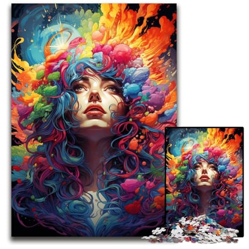 Malen Farbe Frau Puzzle für Erwachsene 1000 Teile Papierpuzzle Geburtstage und Feiertage 1000 Teile (38x26cm) von ouynngjing