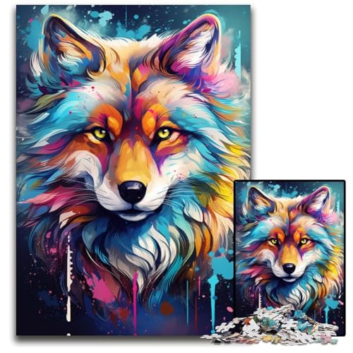 Malen Farbe Fuchs Puzzle für Erwachsene 1000 Teile Puzzle für Erwachsene DIY-Kunstwerk 1000 Teile (38x26cm) von ouynngjing