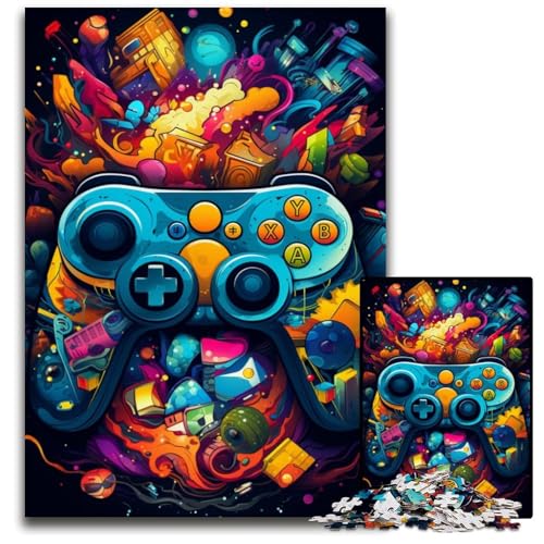 Malen Farbe Gamepad-Puzzle 1000 Teile für Erwachsene Papierpuzzle anspruchsvolles Denkspiel für Teenager Spaß am Familienspielabend 1000 Teile (38x26cm) von ouynngjing