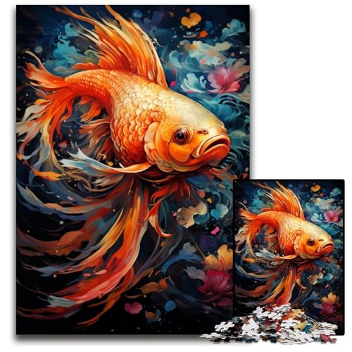 Malen Farbe Goldfisch 1000-teiliges Puzzle für Erwachsene Papierpuzzle für Erwachsene anspruchsvolles Denkspiel entspannendes Spielzeug für Teenager 1000 Teile (38x26cm) von ouynngjing