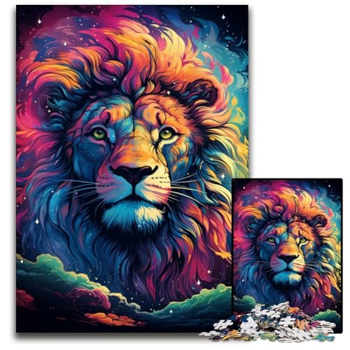 Malen Farbe Löwe 1000-teiliges Puzzle für Erwachsene Papierpuzzle perfekt für Halloween Weihnachten Geburtstagsgeschenk 1000 PCS (38x26cm) von ouynngjing