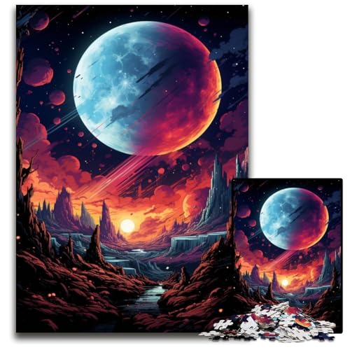 Malen Farbe Mond Puzzle 1000 Teile für Erwachsene Papierpuzzle anspruchsvolles Denkspiel für Teenager Spaß am Familienspielabend 1000 Teile (38x26cm) von ouynngjing