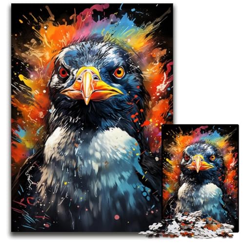 Malen Farbe Pinguin 1000-teiliges Puzzle für Erwachsene Papierpuzzle für Erwachsene anspruchsvolles Denkspiel entspannendes Spielzeug für Teenager 1000 Teile (38x26cm) von ouynngjing