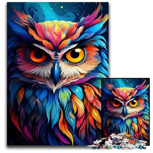 Malen Farbe Tier-Eule Puzzle 1000 Teile für Erwachsene anspruchsvolle Puzzles Lernspielzeug für Teenager Heimbüro-Dekoration 1000 PCS (38x26cm) von ouynngjing