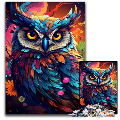 Malen Farbe Tier-Eule Puzzle 1000 Teile für Erwachsene anspruchsvolle Puzzles Lernspielzeug für Teenager Heimbüro-Dekoration 1000 PCS (38x26cm) von ouynngjing
