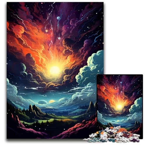 Malen Sie Bunte Planetenwelten 1000-teilige Puzzles für Erwachsene Holzpuzzles perfekt für Halloween Weihnachten Geburtstagsgeschenk 1000 PCS (75x50cm) von ouynngjing