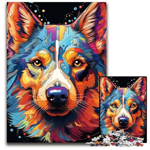 Malen bunter Kunsthund 1000-teiliges Puzzle für Erwachsene Papierpuzzle für Erwachsene anspruchsvolles Denkspiel entspannendes Spielzeug für Teenager 1000 Teile (38x26cm) von ouynngjing
