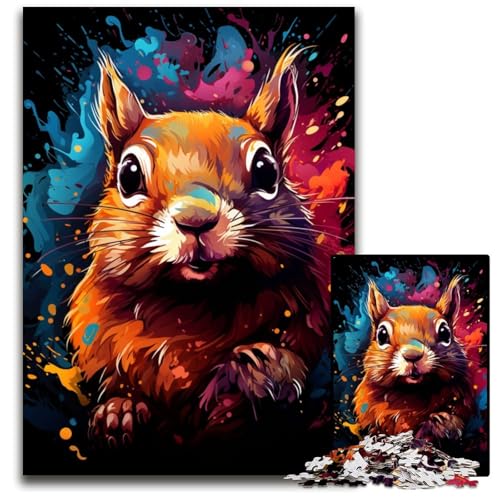Malen buntes Kunst-Eichhörnchen-Puzzle 1000 Teile Holzpuzzle für Erwachsene Gehirn-Herausforderung Geschenk pädagogische Aktivität für Teenager 1000 PCS (75x50cm) von ouynngjing