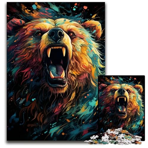 Malen eines bunten Bären 1000-teiliges Puzzle unmögliche Puzzles für Erwachsene für Heimdekoration Gehirntraining 1000 Teile (38x26cm) von ouynngjing