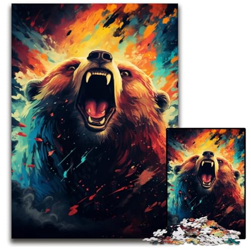 Malen eines bunten Bären 1000-teiliges Puzzle unmögliche Puzzles für Erwachsene für Heimdekoration Gehirntraining 1000 Teile (38x26cm) von ouynngjing