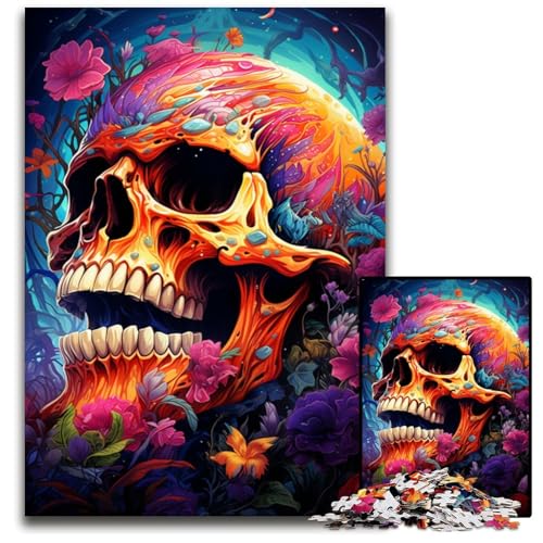 Malen eines bunten Totenkopfs 1000-teiliges Puzzle unmögliche Puzzles für Erwachsene für Heimdekoration Gehirntraining 1000 Teile (75x50cm) von ouynngjing