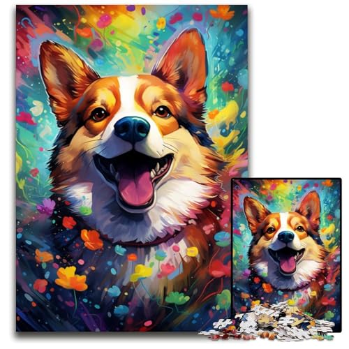 Malen und Malen Corgi-Hund 1000-teiliges Puzzle unmögliche Puzzles für Erwachsene für Heimdekoration Gehirntraining 1000 Teile (75x50cm) von ouynngjing